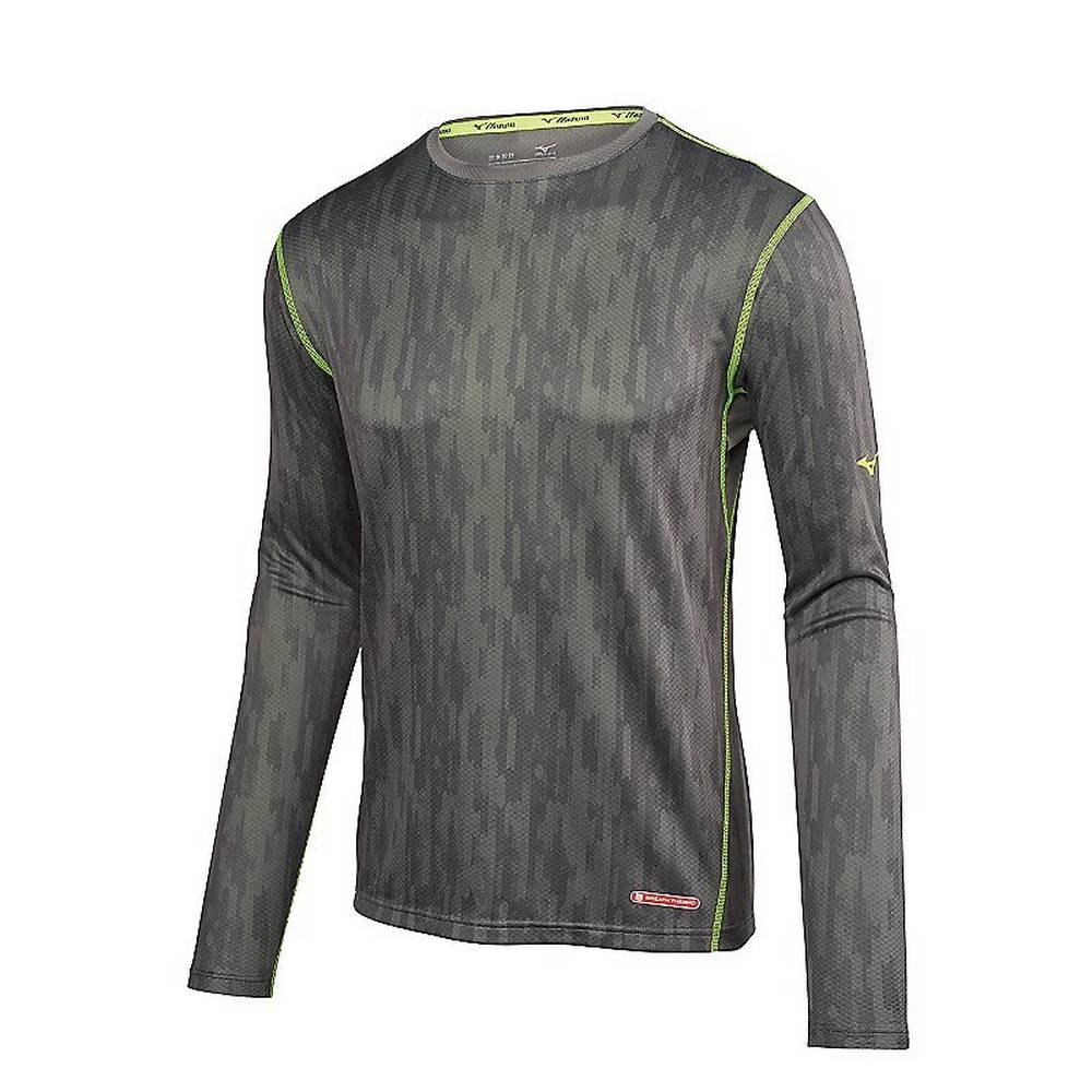 Mens Mizuno Breath Thermo Running Base Layer Grey/Yellow Philippines (LSOXIZ970)